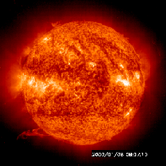 Link to an animated image of the sun created using data from SOHO. Copyright SOHO (ESA and NASA)