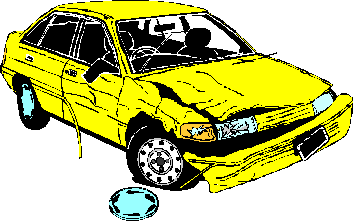 A smashed up car