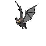 A flying cartoon bat