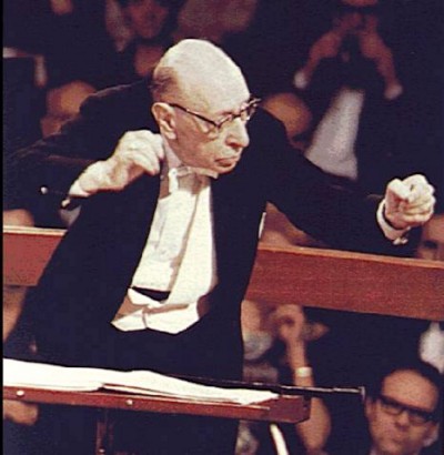 Stravinsky
conducting...or throwing left hook?